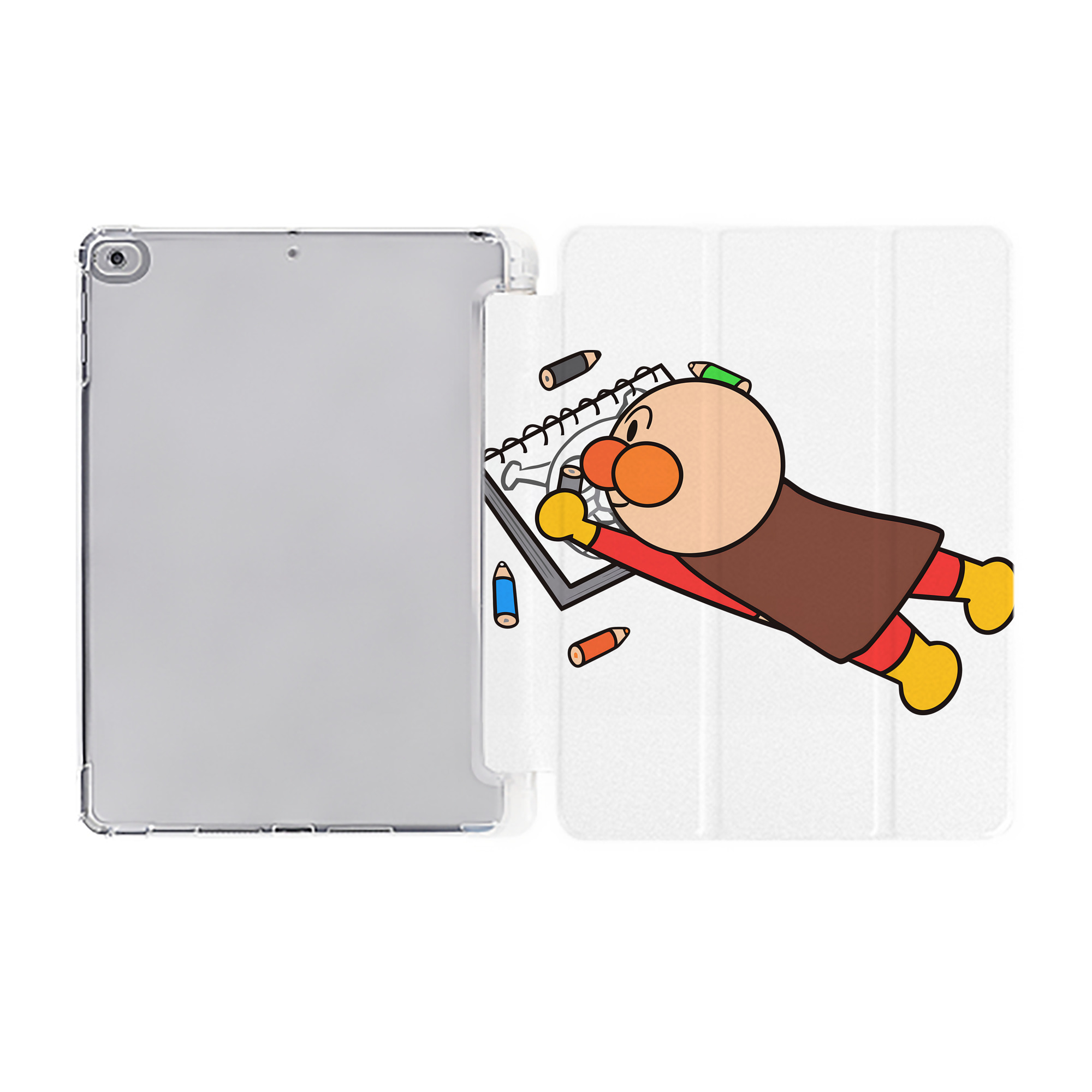 （画像用） アンパンマン Anpanman IPad ケース ペン収納付き 三つ折りスタンド PUレザー×シリコン 対応機種9.5/10.5/10.9インチ